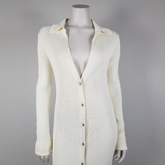 Gauge81 Rubi Luxury Minimalist Ribbed Knit Sweater Ivory Maxi Dress Size Medium - Picture 4 of 16